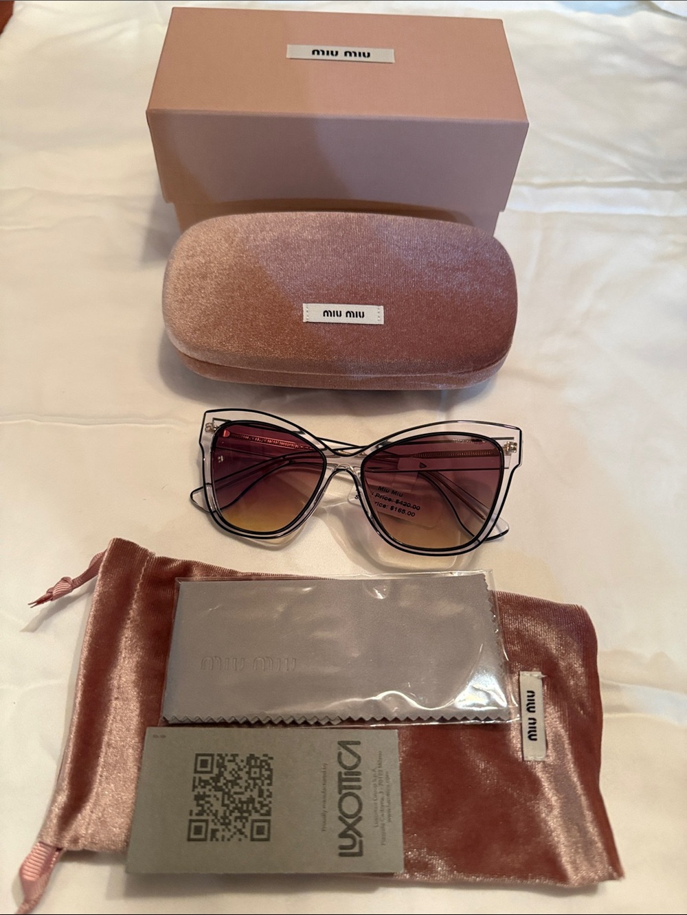 Authentic NIB Miu Miu SMU 08VS 03109B Gray Cateye Womens Sunglasses